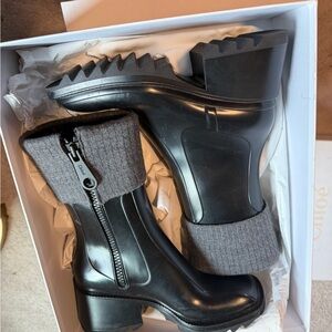 Chloe Black Boots with Gray Cuff